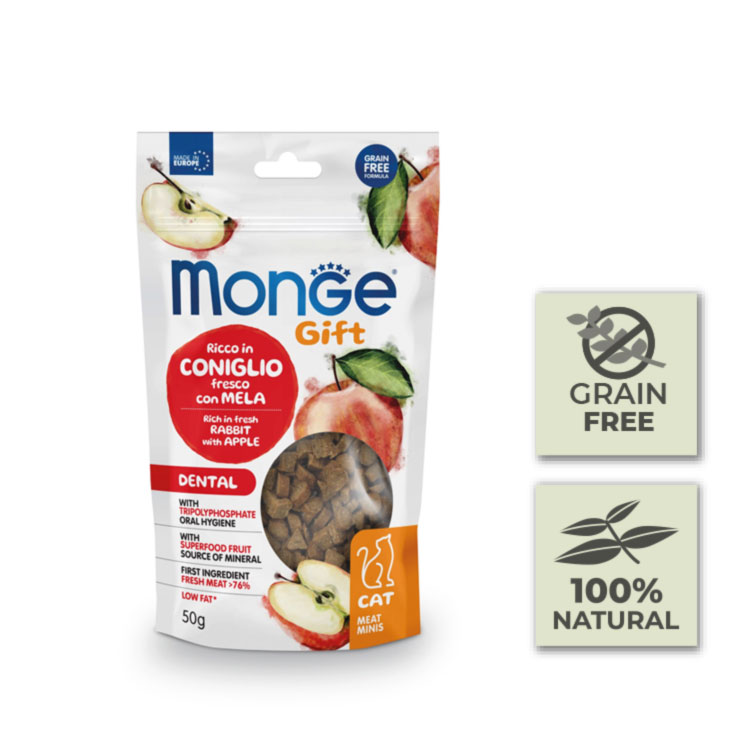 Snack dental minis de carne para gato con conejo y manzana - 50gr